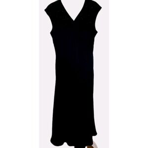 Elegant VTG  Bob Mackie Studio Formal Black Evening Dress Beaded Lined Size 12P